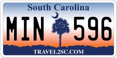 SC license plate MIN596