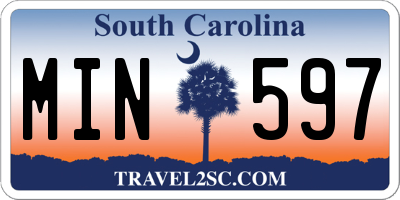 SC license plate MIN597