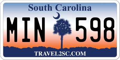 SC license plate MIN598