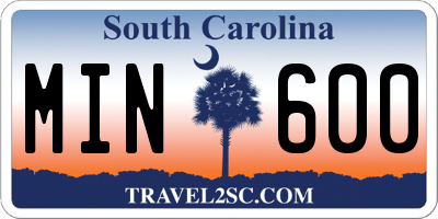 SC license plate MIN600