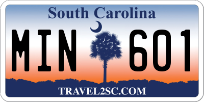 SC license plate MIN601