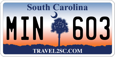 SC license plate MIN603
