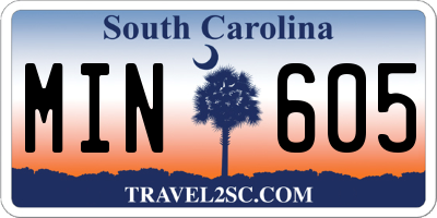 SC license plate MIN605