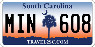 SC license plate MIN608