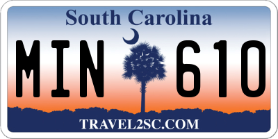SC license plate MIN610