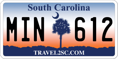 SC license plate MIN612