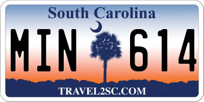 SC license plate MIN614