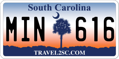 SC license plate MIN616