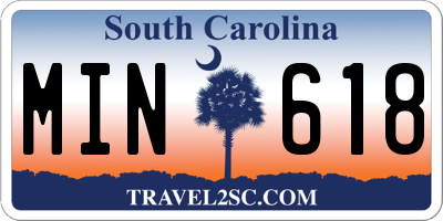 SC license plate MIN618