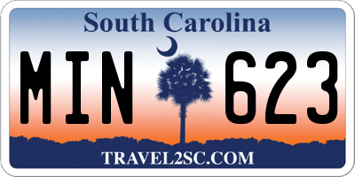 SC license plate MIN623
