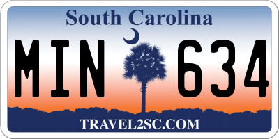 SC license plate MIN634