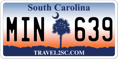 SC license plate MIN639