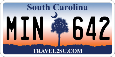 SC license plate MIN642