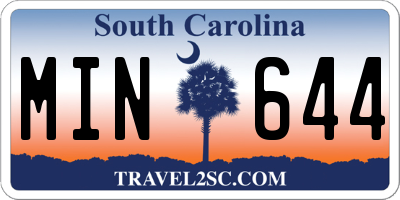 SC license plate MIN644