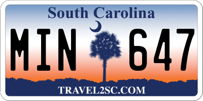 SC license plate MIN647