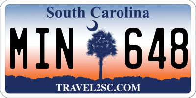 SC license plate MIN648