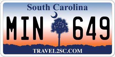 SC license plate MIN649