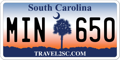 SC license plate MIN650
