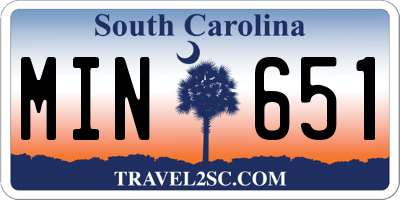 SC license plate MIN651
