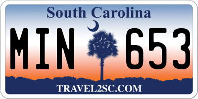 SC license plate MIN653