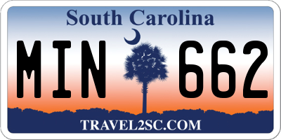SC license plate MIN662