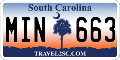SC license plate MIN663