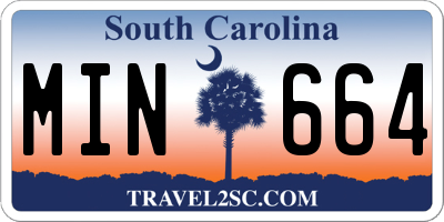 SC license plate MIN664