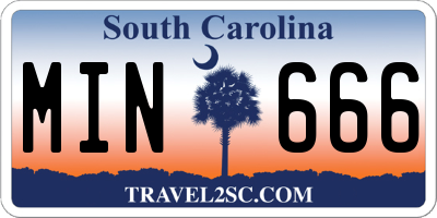 SC license plate MIN666