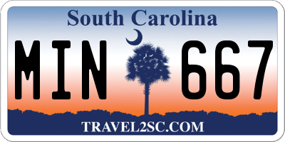 SC license plate MIN667