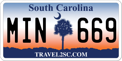 SC license plate MIN669