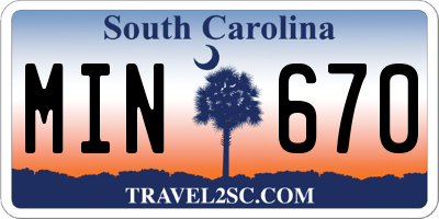 SC license plate MIN670
