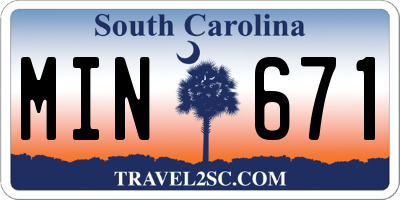 SC license plate MIN671