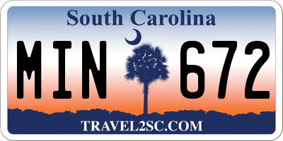 SC license plate MIN672