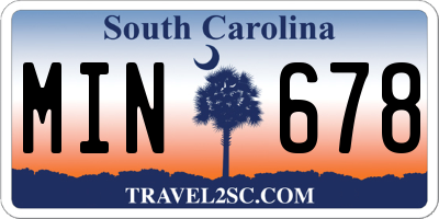 SC license plate MIN678
