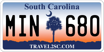 SC license plate MIN680