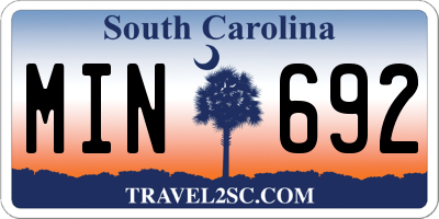SC license plate MIN692