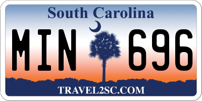 SC license plate MIN696