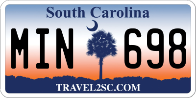 SC license plate MIN698