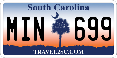SC license plate MIN699