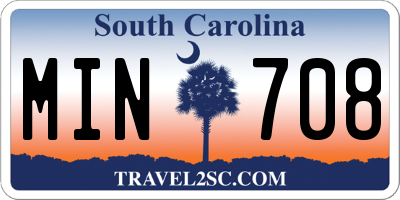 SC license plate MIN708