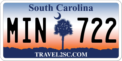 SC license plate MIN722