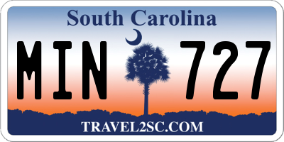 SC license plate MIN727