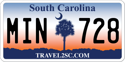 SC license plate MIN728