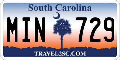 SC license plate MIN729