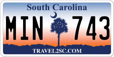 SC license plate MIN743