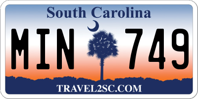 SC license plate MIN749