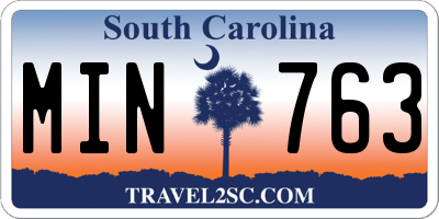 SC license plate MIN763