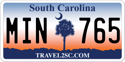 SC license plate MIN765