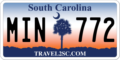 SC license plate MIN772
