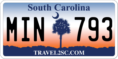 SC license plate MIN793